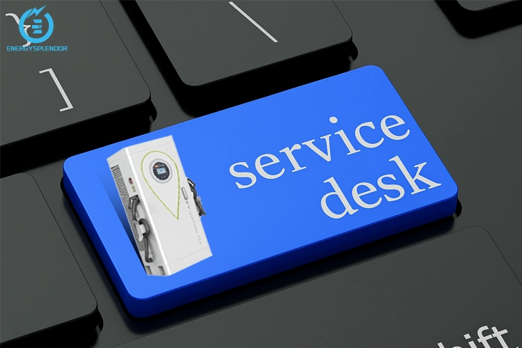 Service desk keyboard button with electric vehicle charging station graphic.