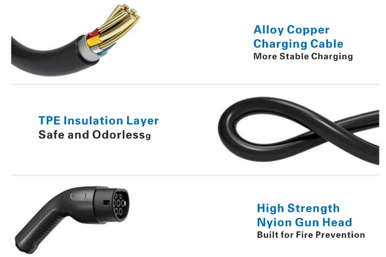 240V Level 2 EV charging station with efficient power delivery for residential and commercial electric vehicle charging.