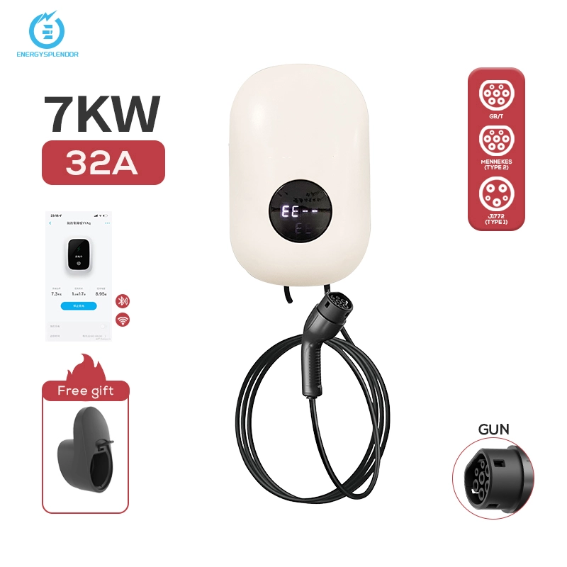 Level 2 EV charging station with robust exterior design and fast charging capabilities for home or business use.
