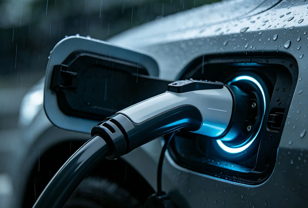 Close-up of a Level 3 charger cooling system and high-voltage power components for rapid DC charging.