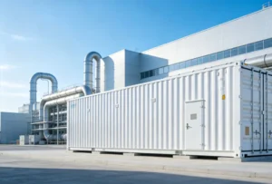 A containerized battery energy storage system (BESS) providing energy cost savings for an industrial factory.