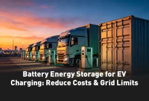 Integrated battery energy storage for EV charging station at a commercial logistics hub.