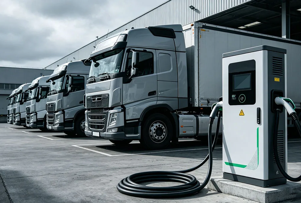 High-power EV charging station showing 150 kW power output for commercial electric vehicle fleets.