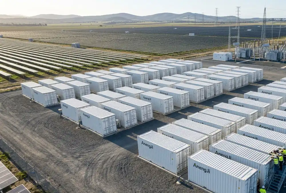 Commercial BESS installation showing liquid-cooled battery storage system for industrial cost optimization in 2026.