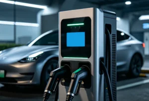 A high-power DC fast charging pile manufactured in China for commercial EV infrastructure.