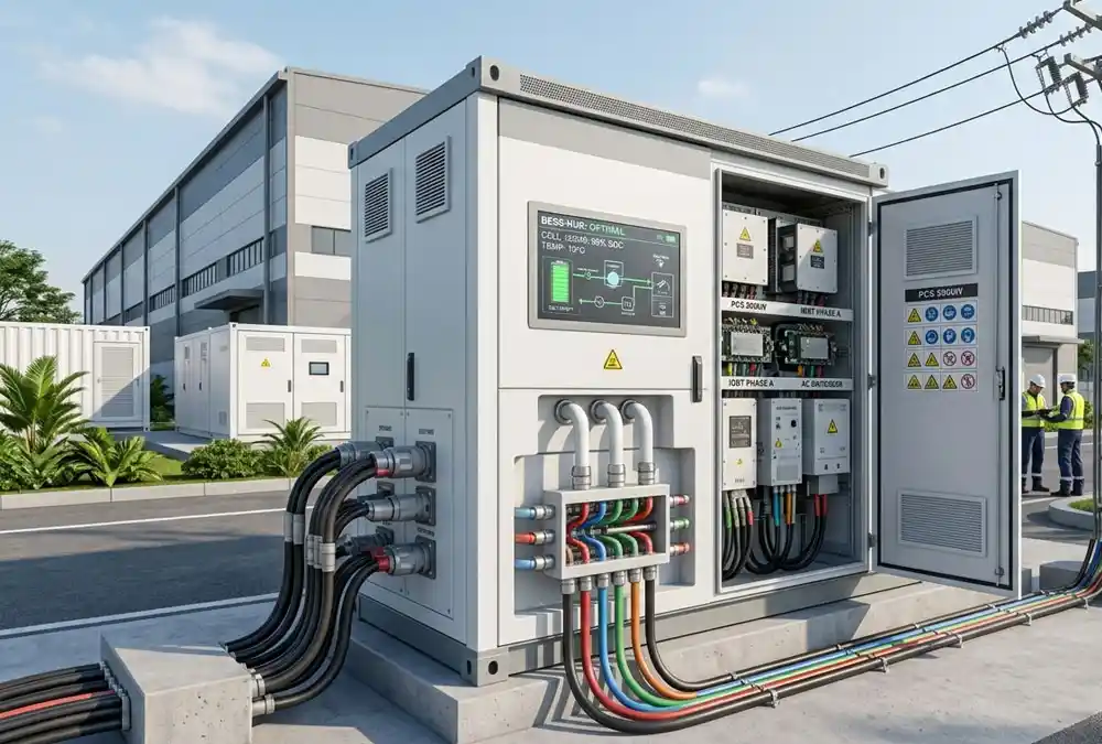 AnengJi liquid-cooled commercial and industrial battery energy storage system BESS for hybrid energy projects.