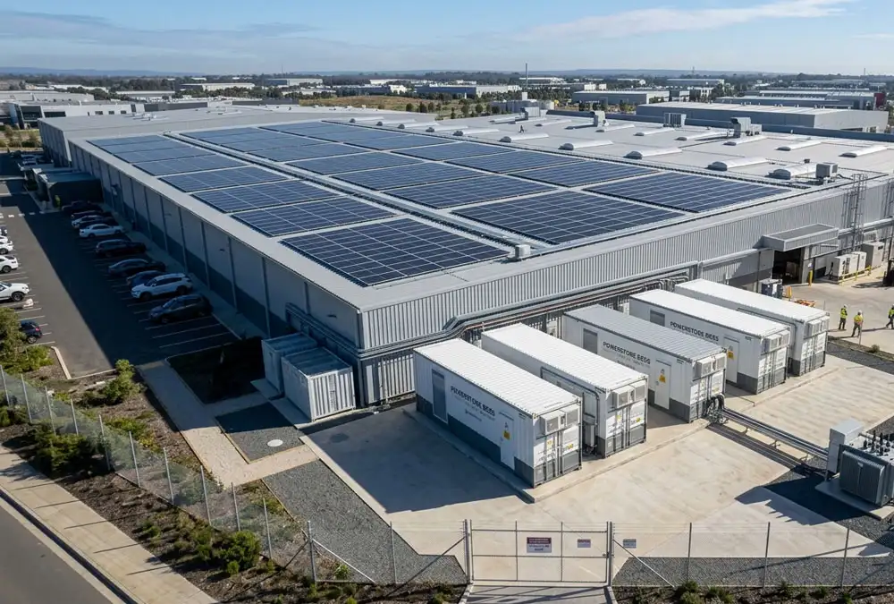 Completed commercial solar and battery storage installation demonstrating the efficiency of the turnkey project delivery method.