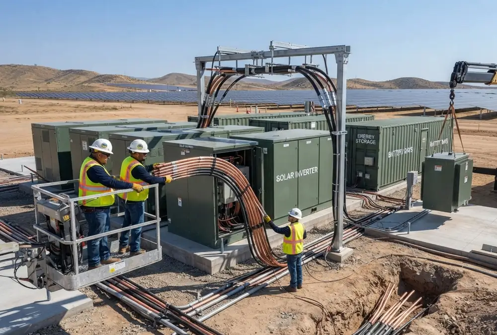 Commercial EV charging station installation cost including heavy underground trenching and transformer setup