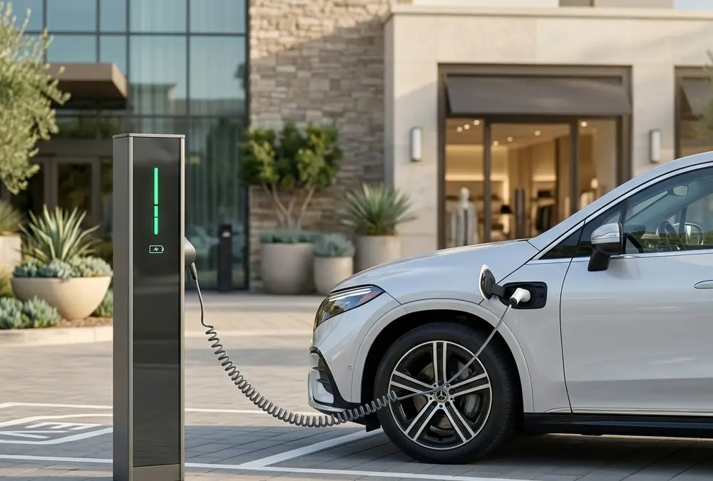 Destination commercial EV charging solutions for hotel and retail plaza parking areas