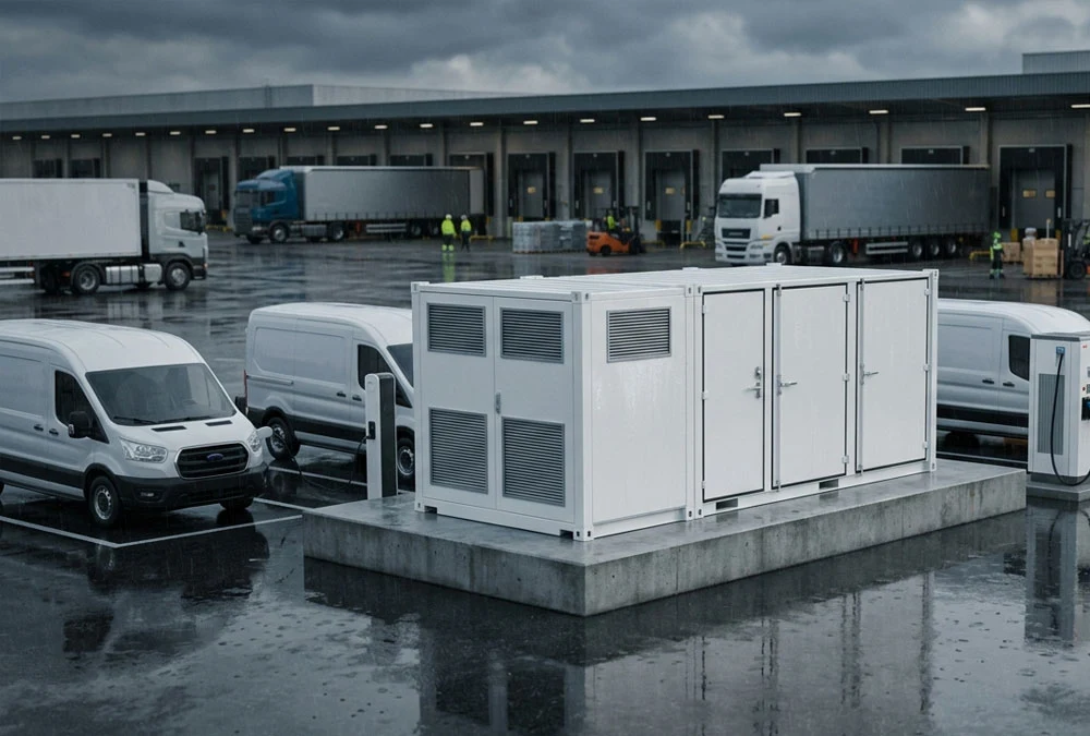 Modular commercial battery storage system enclosure for business peak shaving