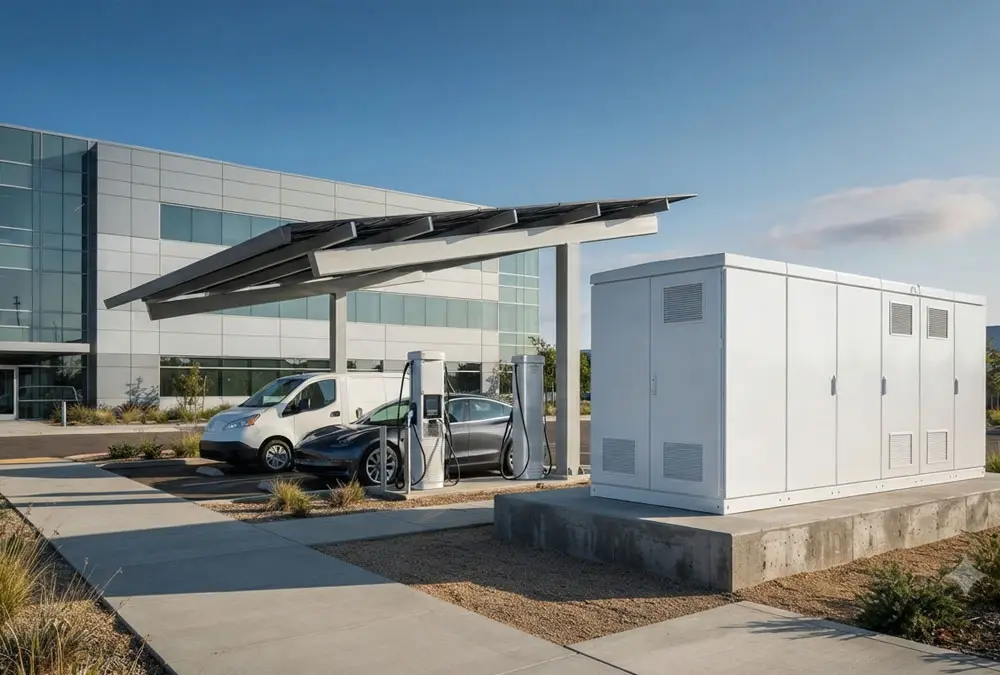 Integrated commercial solar PV, EV charging infrastructure, and local BESS asset in an industrial microgrid