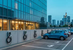 11 kW and 22 kW EV chargers in a European hotel car park